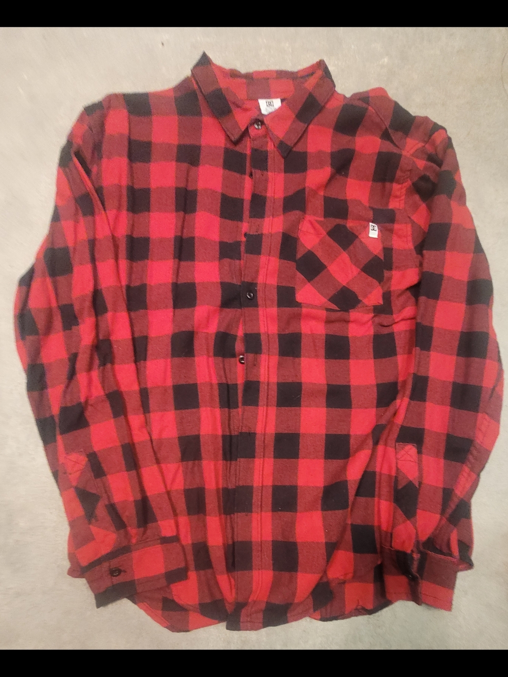 DC Red and Black Plaid Button-Down Shirt
